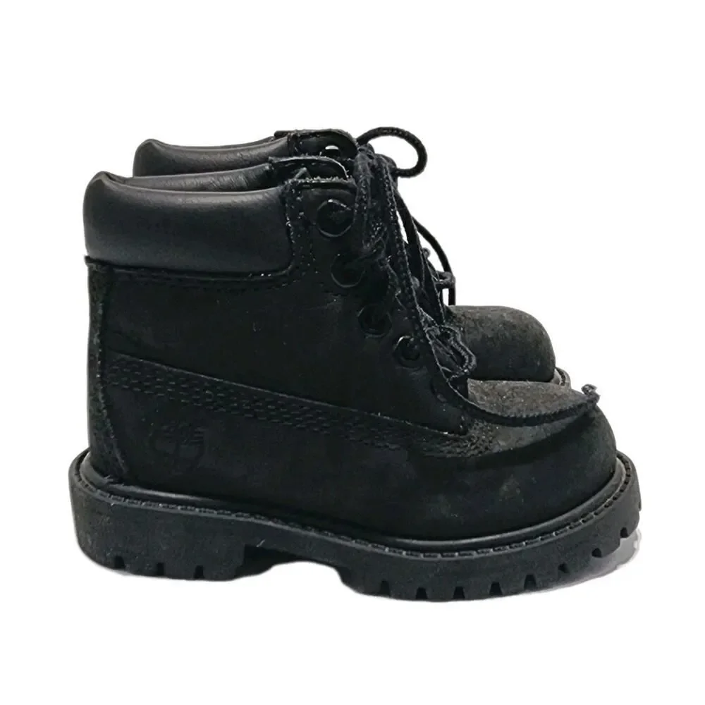 Timberland Toddler Kid Black Leather 7.5 Premium Lace-Up 6 Inch Waterproof Boots